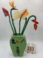 351 - Wooden Vase/Flowers