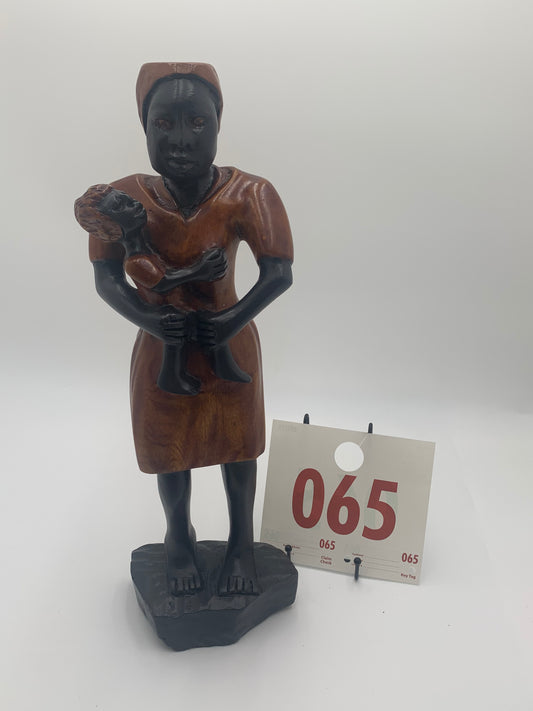 065 - Wooden Statue of Lady Holding Child