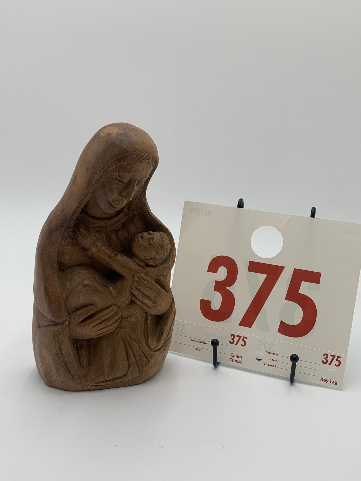 375 - Wooden Bust of Marie/Jesus