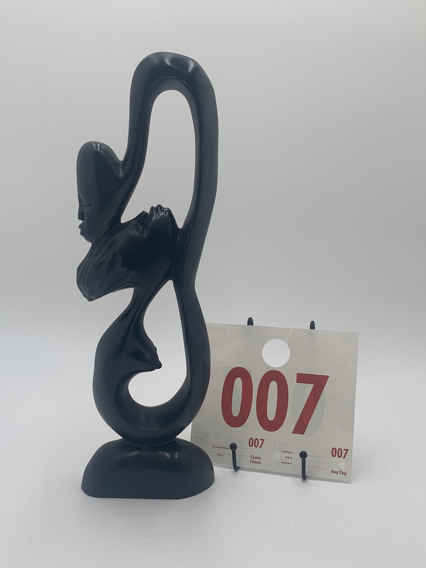 007 - Black Wooden Statue of Couple