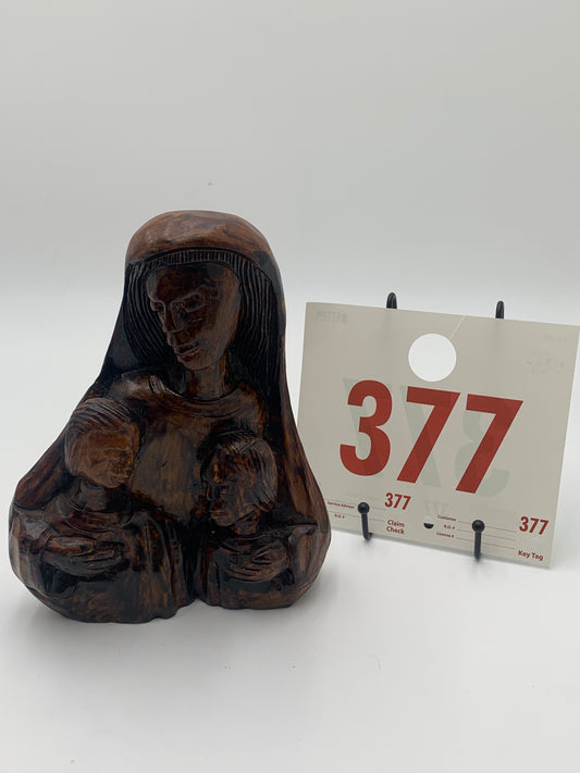 377 - Wooden Bust of Marie/Jesus