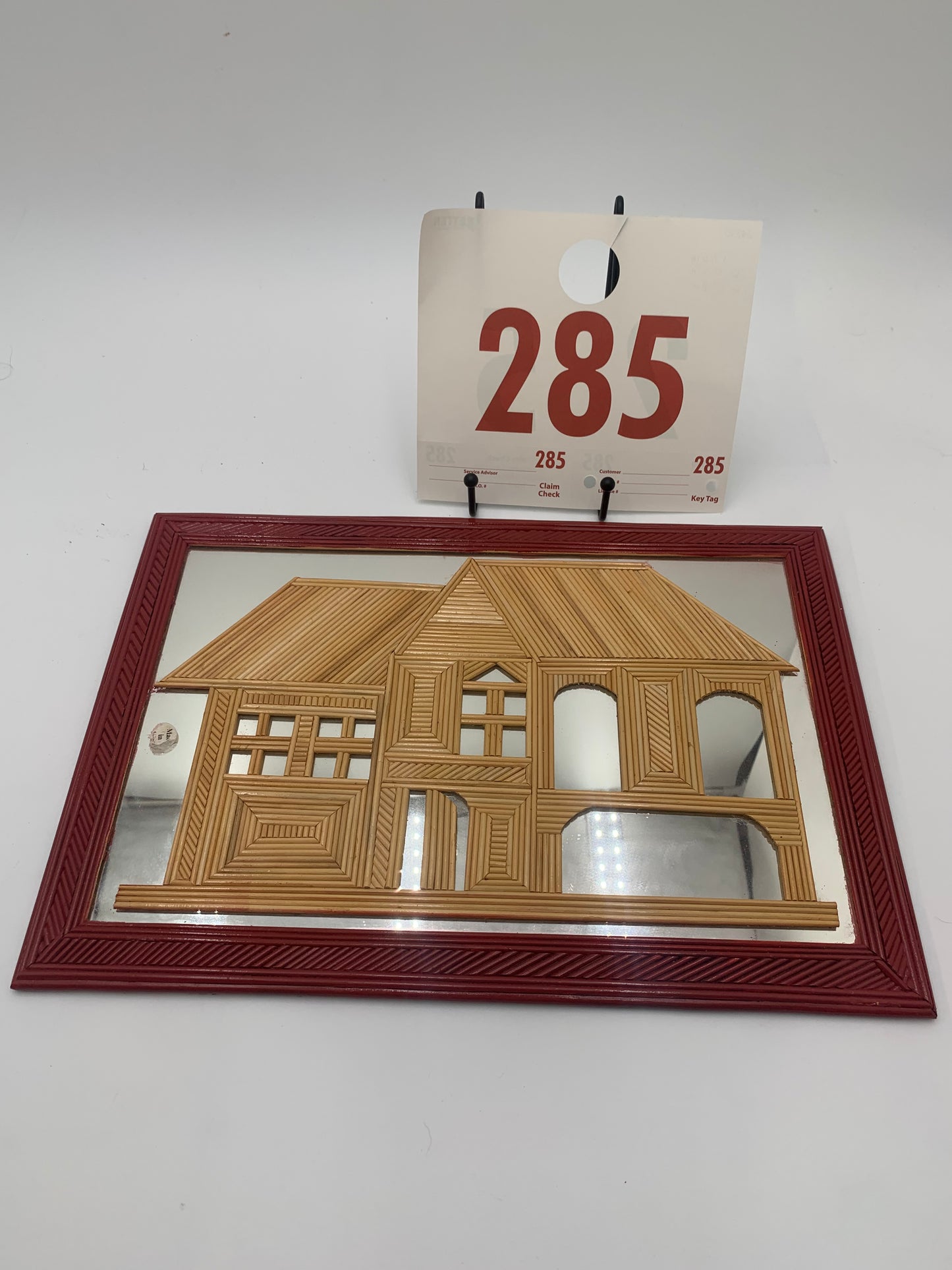 285 - Mirror With Straw Frame And House