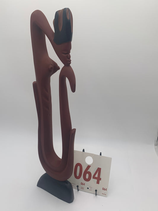 064 - Wooden Statue of Thinking Woman