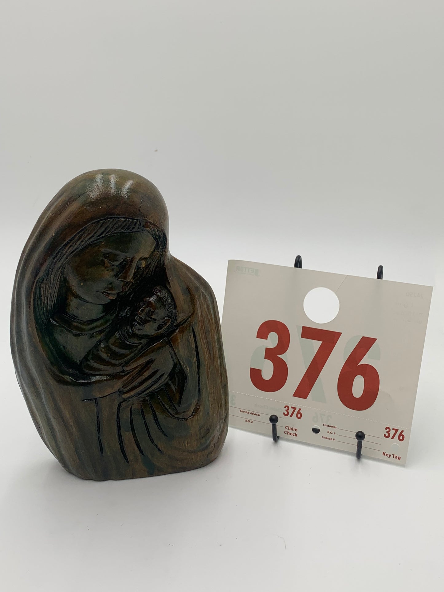 376 - Wooden Bust of Marie/Jesus