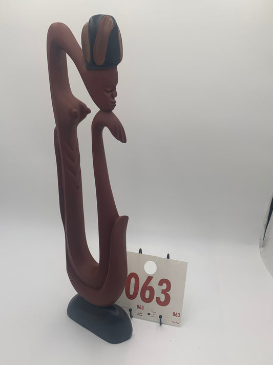 063 - Wooden Statue of Thinking Woman