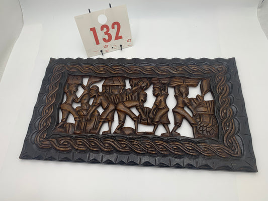 132 - Wooden Wall Plaque of Daily Life