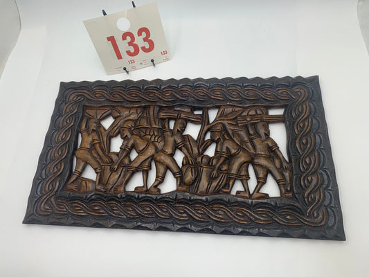 133 - Wooden Wall Plaque of Daily Life