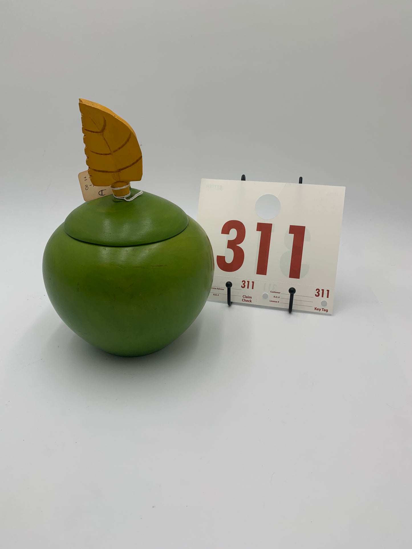 311 - Green Wooden Apple Vase