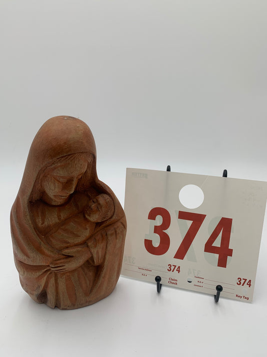 374 - Wooden Bust of Marie/Jesus