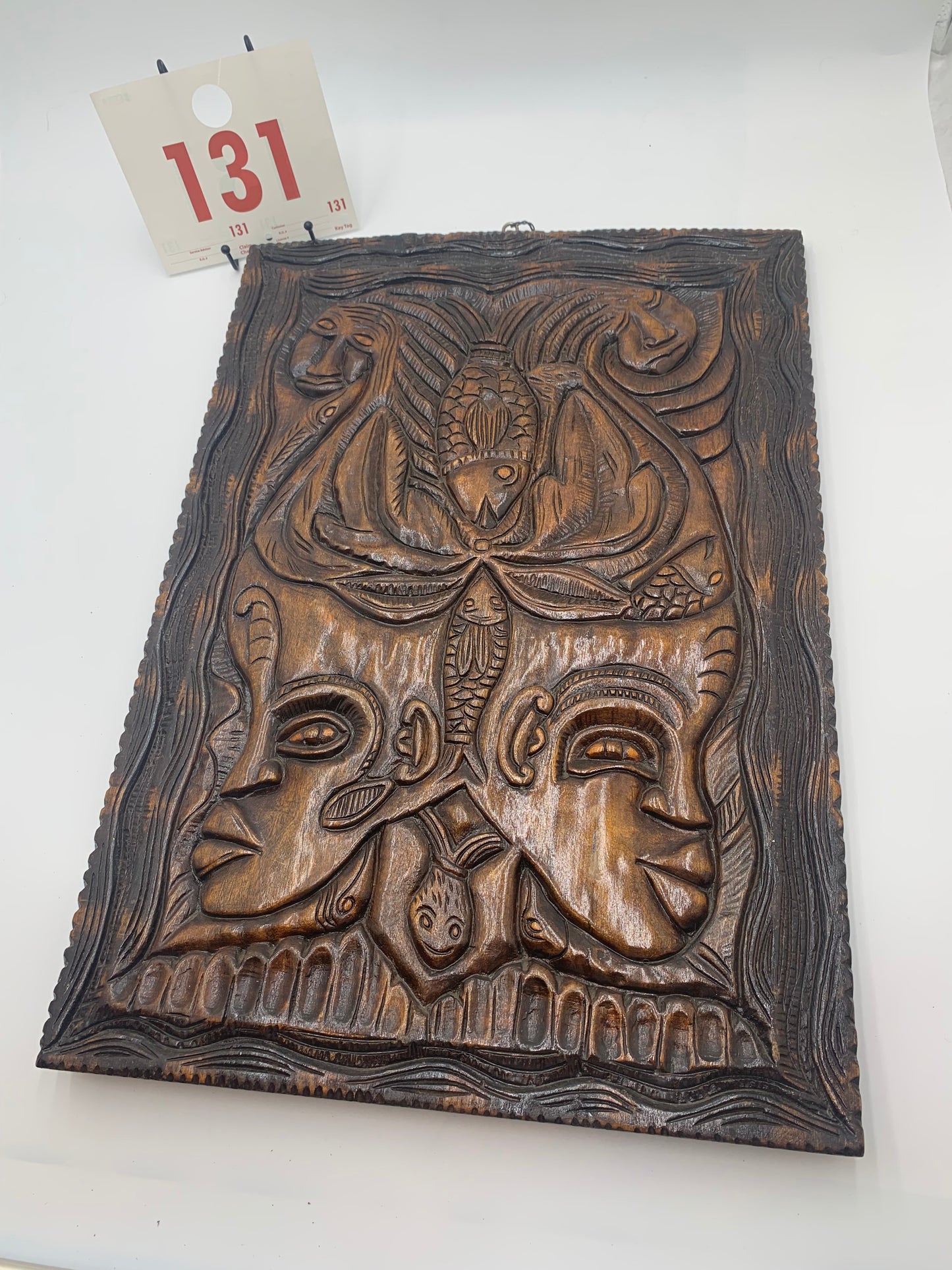 131 - Wooden Wall Plaque of Two Faces